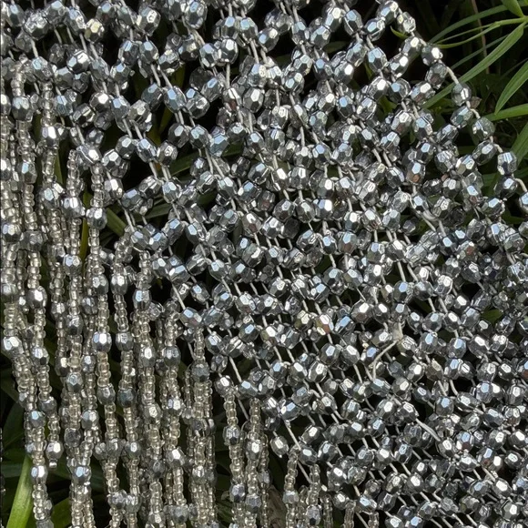 Silver Fringe Statement Belt/Shawl - NOTE SIZING - Picture 2 of 7